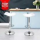 Bar Stools Set of 2 Adjustable Swivel Kitchen Dining Chairs Gas Lift White