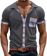 [Generic] Mens Casual Slim Fit Short Sleeve T Shirt Zip with Contrast Cuffs Short Sleeved T Graphic Hawaiian Adult Funny Short Polo Hawaiian Funny V Neck Mens Polo Size Pack of 5 Black