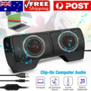 3.5mm Clip-On Computer Sound Bar Stereo For Laptop Desktop PC Notebook Speaker