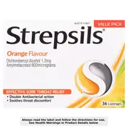 Strepsils Sore Throat Relief Lozenges Orange 36 Pack