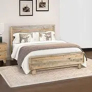 Solid Pine Wood Bed Frame in Rustic Texture in King Size Bed Frame
