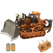 9-Channel Metal RC Bulldozer with Lights and Sound - Remote Control Heavy Equ...