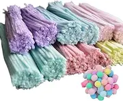 Pipe Cleaners Craft - 200X Fuzzy Craft Wire for Handicrafts with 20X Hair Balls,Twisting Stick, Creative Handmade Projects Decorations