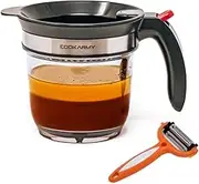 Fat Separator with Bottom Release – 4 Cup Gravy Separator for Cooking with Oil Strainer, Kitchen Grease Separator -The Perfect Kitchen Gadget Plus a 3-1 Multifunctional Vegetable Peeler