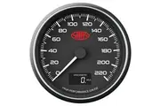 SAAS Speedometer 0-220 KPH 3 1/8" 80mm In Dash Tripmeter Black Muscle Series