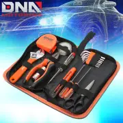 18PCS HAND TOOL KIT HAMMER WRENCH SCREWDRIVER PLIERS ALLEN KEYS LED LIGHT ORANGE