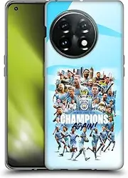Head Case Designs Officially Licensed Manchester City Man City FC Team Poster 2021/22 Premier League Champions Soft Gel Case Compatible with OnePlus 11 5G