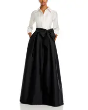 Teri Jon by Rickie Freeman Taffeta Shirt Gown