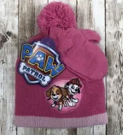 New Girls Child Size Pink Skye & Marshall Paw Patrol Beanie Hat and Mittens Set
