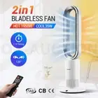 2 In 1 Bladeless Fan Heater/Cooler Oscillating Air Cool Hot Fan w/Remote Control