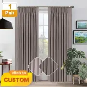 1 Pair BLOCKOUT Andorra Pinch Pleat Jacquard Curtains for Windows/Glass Doors
