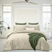 Bas Phillips Barossa Valley Velvet Quilted Oatmeal Quilt Cover Set