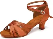 YCALCP Women Latin Dance Shoes Close Toe Satin Professional Performance Salsa Bachata Ballroom Dance Shoes,Model WZSP811-5cm Heel
