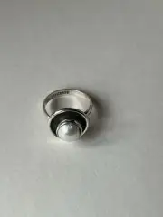 Minimalist Pearl Ring – 925 Sterling Silver – Modern Artisan Design