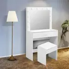 Levede Dressing Table Set Makeup Mirror Jewellery Organizer Cabinet 12 LED Bulbs