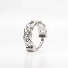 14K White Gold Diamond Chain Nose Ring with Clicker Closure, Cartilage Jewelry