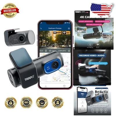 4K Front + 1080p Rear Dash Cam with Super Capacitor & Wireless Connectivity