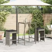 Garden Bar Stools with Cushions Grey 2 pcs Outdoor Furniture Durable UV Resistant
