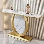 HOLGVE Console Table, Narrow Sofa Table, Slate Entryway Table, Behind Couch Table, Long Contemporary Accent Table, for Entrance, Living Room, Foyer(Gold-C,31.4inch/80cm)