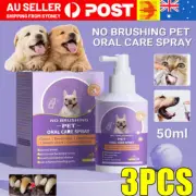 3x Pet Dog Cat Clean Teeth Spray Oral Care Bad Breath Teeth Clean Freshener 50ml