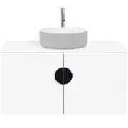 CIBO 900mm White Mornington Wall Hung Vanity with Light Grey / White Basin and Black Handle