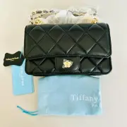 TIFFANY AND FRED PARIS QUILTED SMOOTH LEATHER CHAIN STRAP CROSSBODY BAG