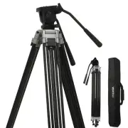 75" Aluminum Alloy Tripod Twin Handle Control Two-Way Fluid Head 360°