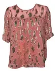 En Crème NWT Delilah Top Blouse Lined Woman’s Rose Pink Gold Leaf size M Medium