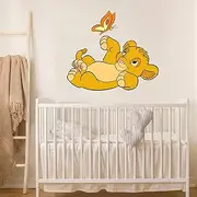 Wall Sticker 3D King The Lion Simba Play Butterfly Wall Sticker Children's Room Cartoon Interior Wall Art