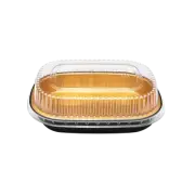 Karat AF-TOP24-COMBO Black and Gold Aluminum Foil Take Out Pan with Lid 100/CS