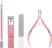 Manicure Kit for Women Travel Nail Care Kit with Cuticle Trimmer Nail Clippers Cuticle Pusher Glass Nail File Portable Nail Kit Women Pink Pedicure Manicure Tools Cuticle Set with Plastic Case