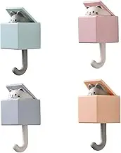 Creative Adhesive Coat Hook,4 Pcs Cute Pet Hooks for Coat, Scarf, Hat, Towel,Key, Bag, Utility Cat Hook for Wall Hanging Decorations(4 Colors)