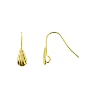 Raw Brass Ear Wires with Shell Teardrop Adornment (12)
