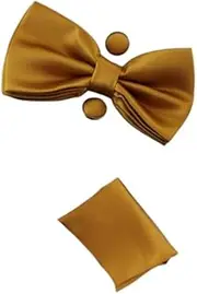 [Zasel] Mens Copper Matching Bow Tie, Pocket Square & Cuff Links Set