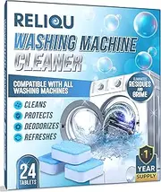 Reliqu Washing Machine Cleaner | Deep Clean for Washing Machine Top & Front Load Washers | Descaling Solution for HE Washing Machine Cleaner | Laundry Machine Cleaner – 12 Month Supply