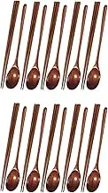 2X Teak Wooden Spoons and Chopsticks Set, Non-Stick Spoons Soup-Teaspoon for Kitchen Cooking Utensil Tools