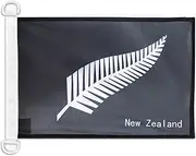 New Zealand Fern NAUTICAL Flag 18'' x 12'' - Black New Zeleander flags 30 x 45 cm - Banner 12x18 in for boat - AZ FLAG