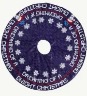 The Office Dreaming of a Dwight Christmas 48" Xmas Tree Skirt Blue Holiday