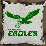 EAGLES OLD SCHOOL KELLY GREEN THROWBACK Flip Sequin 16" throw pillow
