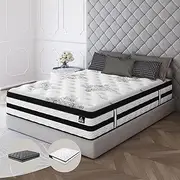 STARRY EUCALYPT Mattress Double Size SyncCoil 5 Zone Pocket Spring 34cm Thickness, Euro Top Bed Mattress with Airflow Design High Resilience Foam & Enhanced Edge Support, Medium Firm (Darcy White)