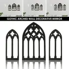 3Pc Arched Window Wall Mirror Set Gothic Wall Mirror Decor Self-Adhesive Mirror؂