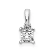 Solid 14k White Gold 1/10ct. Simulated CZ Square Pendant
