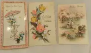 Lot 3 Vintage Unused GET WELL Greeting Cards Parchment, 1 Glitter Coronation