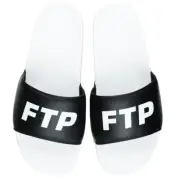 FTP TWO TONE LOGO SLIDES (BLACK/WHITE) SZ 10 * IN HAND*