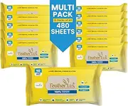 Feather Lux Wet Wipes for Adults - Flushable Toilet Wipes with Micellar Water, 480 Large Toilet Wipe Flushable (12 Packs of 40) Cocoa & Shea Butter, Biodegradable Wipe