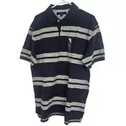 Tommy Hilfiger Polo Shirt Striped Polo Shirt Short Sleeve Polo Shirt L Blue NEW