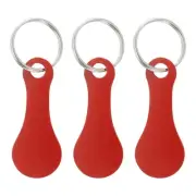 3Pcs Shopping Trolley Token Key Ring, 2.2 Inch Cart Remover, Red
