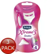 3 x Schick Xtreme 3 Tub Razor 4Pk