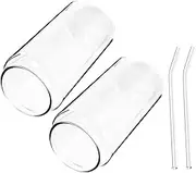 Heat-Resistant Glass Cup Set Thermal Cocktail Glasses Straw Lid 4pcs Drink Cup for Milk Tea Beer Juice