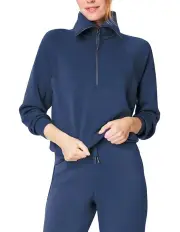 [Spanx] Air Essentials Half Zip Jumper in Blue